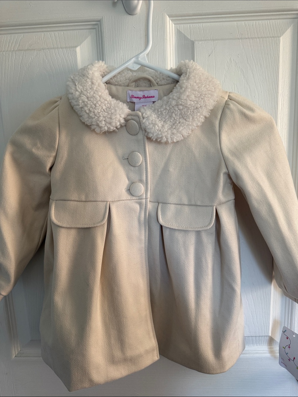 Tommy Bahama Cream Sherpa-Collar Pea Coat
